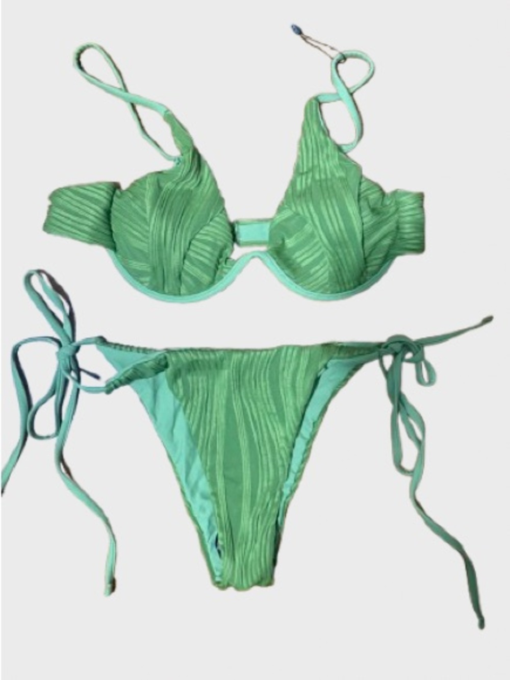 Zaful Mint Green Textured Tie-Side Bikini